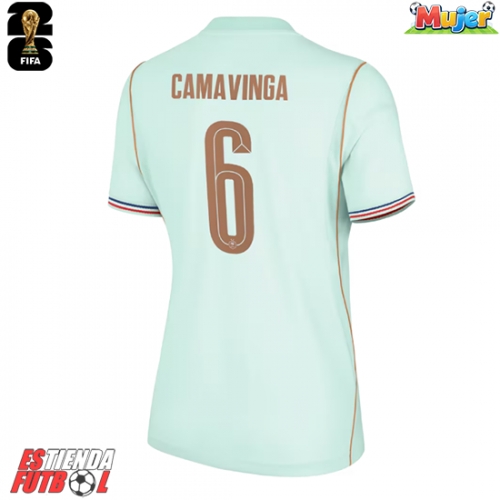 Francia Eduardo Camavinga #6 Segunda Equipación Mujer Mundial 2026 Manga Corta